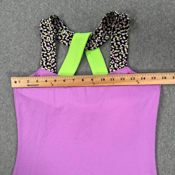 Jofit Wide Strap Crossover Back Active Top Women's Small Purple Green Shelf Bra - Picture 5 of 9